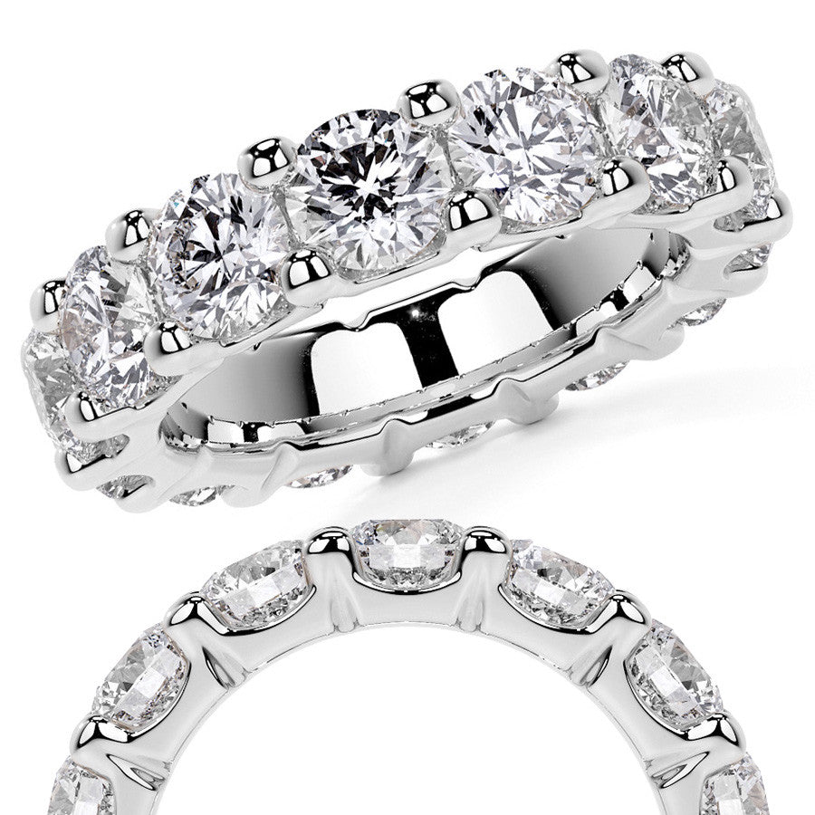 Round Brilliant U-Prong Moissanite Eternity Ring 6.5ct - 7.5ct