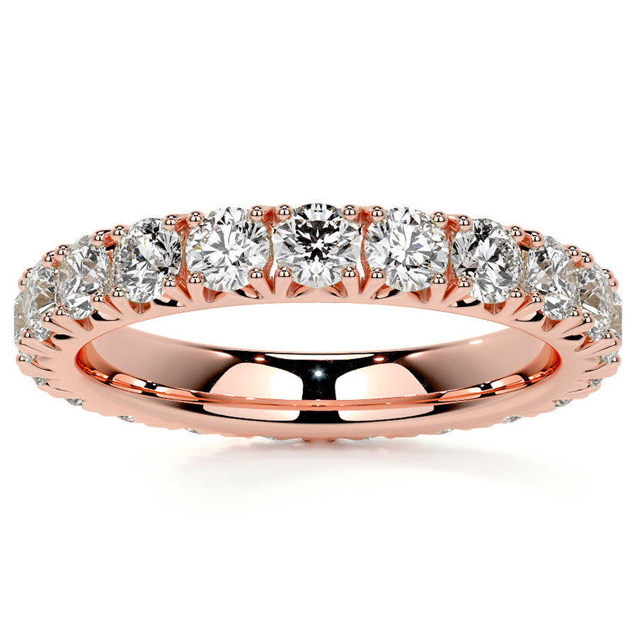 Round Brilliant French V-Split Prong Moissanite Eternity Ring 1.9ct - 2.2ct