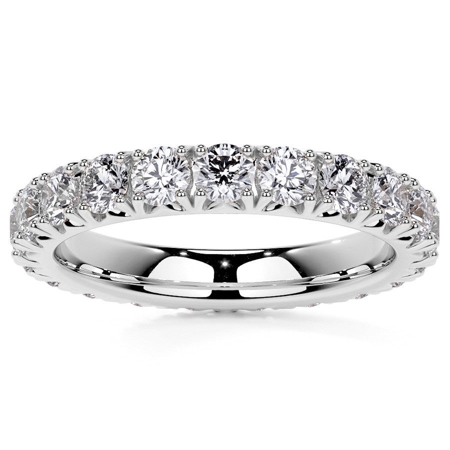 Round Brilliant French V-Split Prong Moissanite Eternity Ring 1.9ct - 2.2ct
