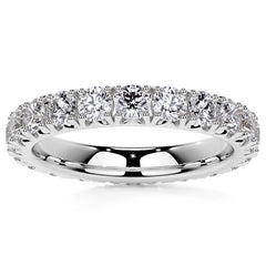 Round Brilliant French V-Split Prong Moissanite Eternity Ring 1.9ct - 2.2ct