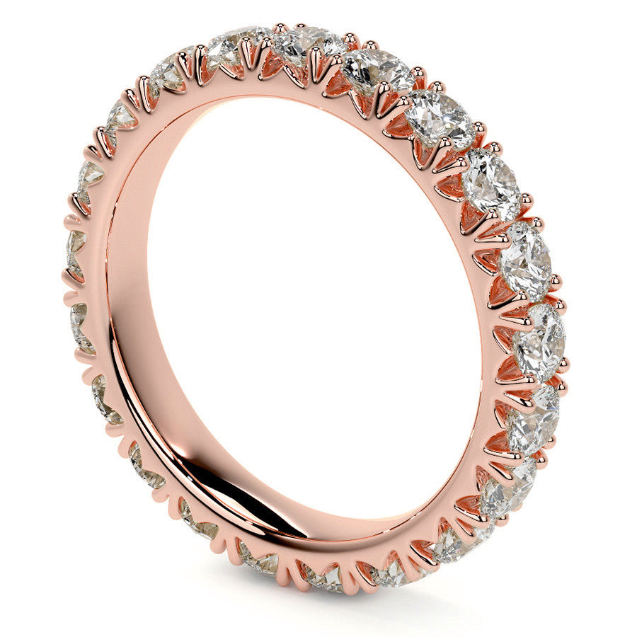 Round Brilliant French V-Split Prong Moissanite Eternity Ring 1.9ct - 2.2ct