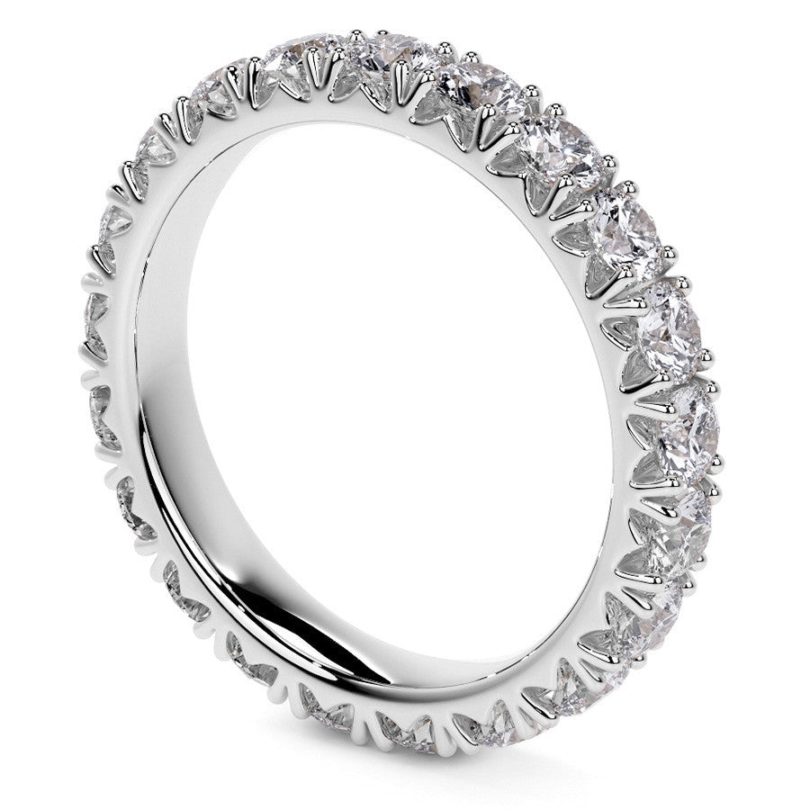 Round Brilliant French V-Split Prong Moissanite Eternity Ring 1.9ct - 2.2ct
