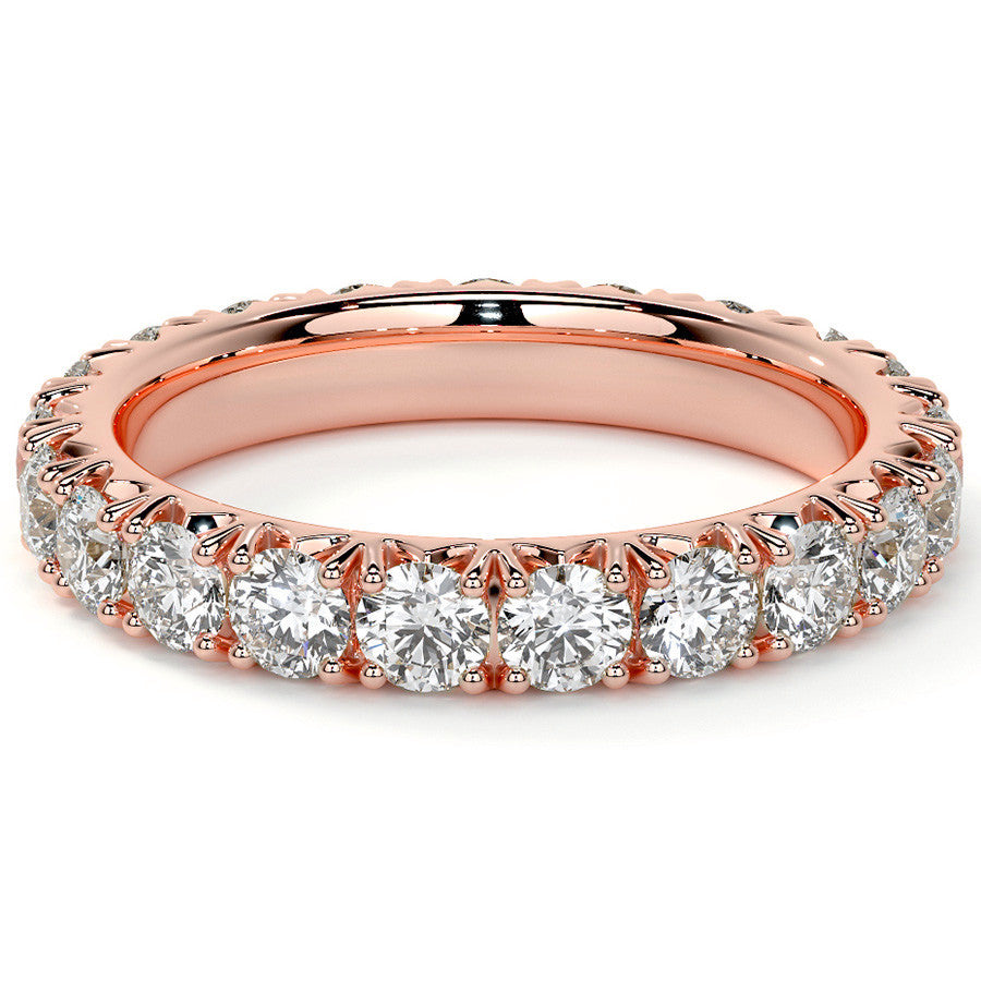 Round Brilliant French V-Split Prong Moissanite Eternity Ring 1.9ct - 2.2ct