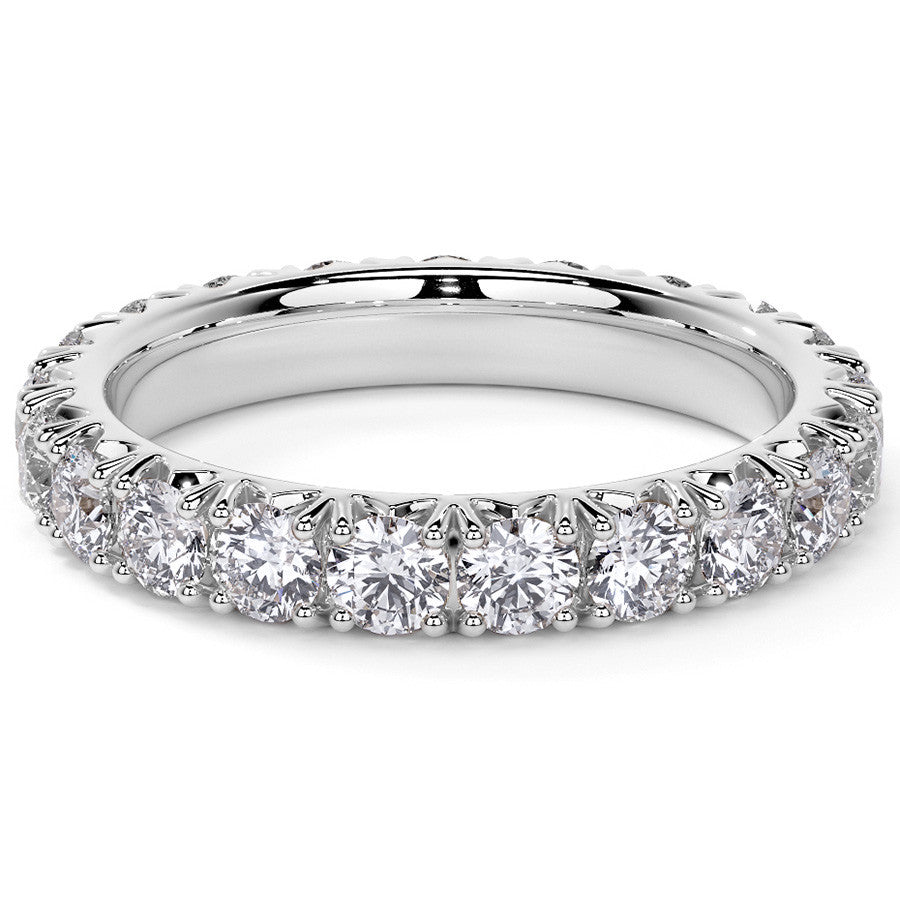 Round Brilliant French V-Split Prong Moissanite Eternity Ring 1.9ct - 2.2ct