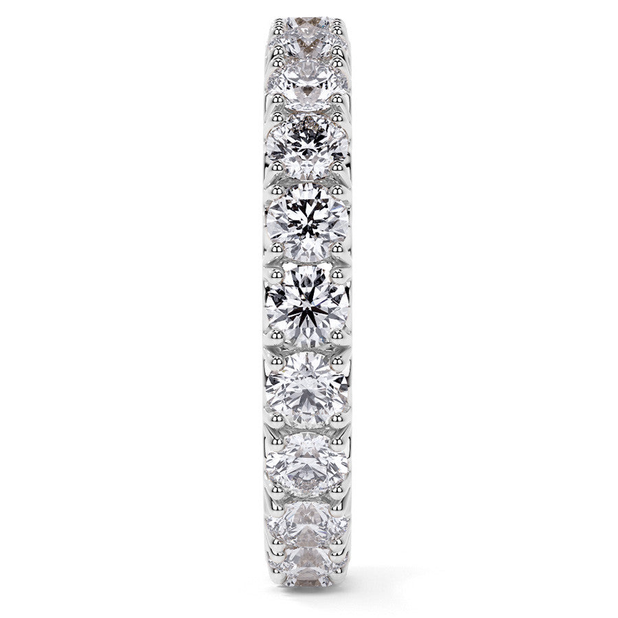 Round Brilliant French V-Split Prong Moissanite Eternity Ring 1.9ct - 2.2ct