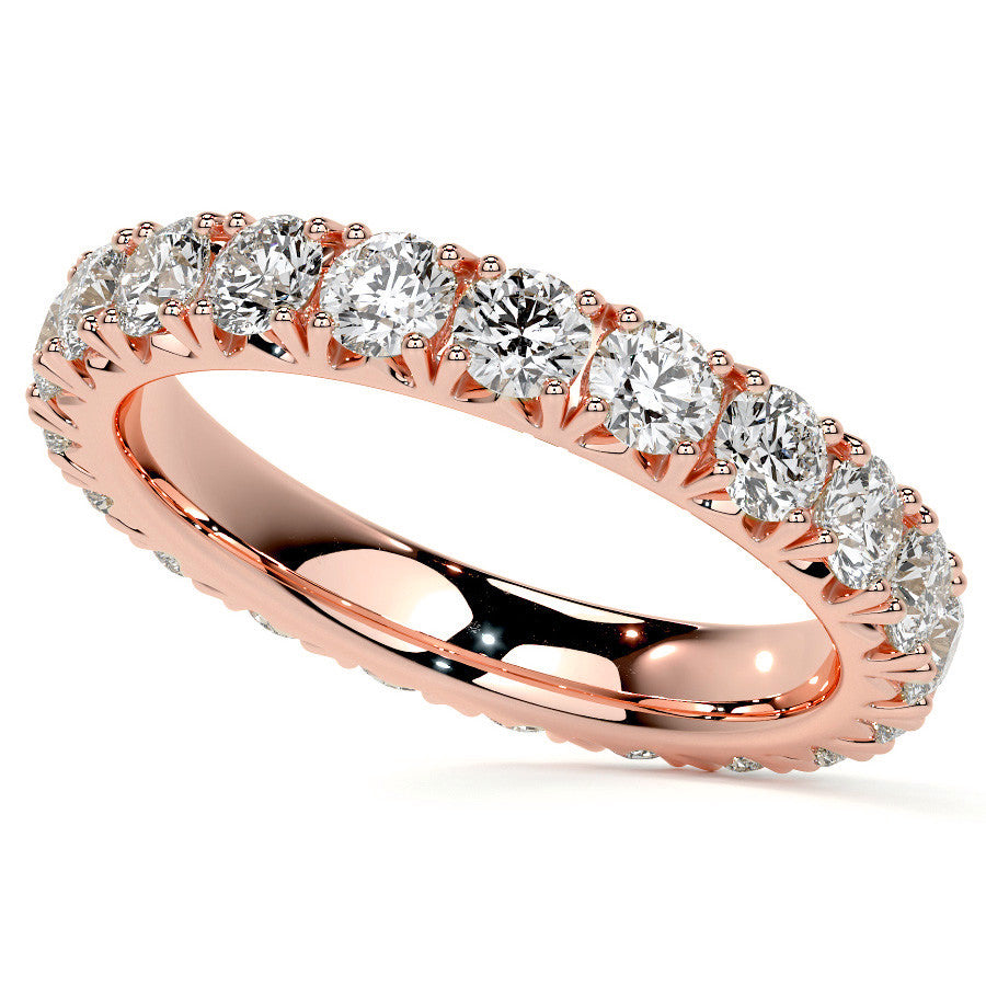 Round Brilliant French V-Split Prong Moissanite Eternity Ring 1.9ct - 2.2ct