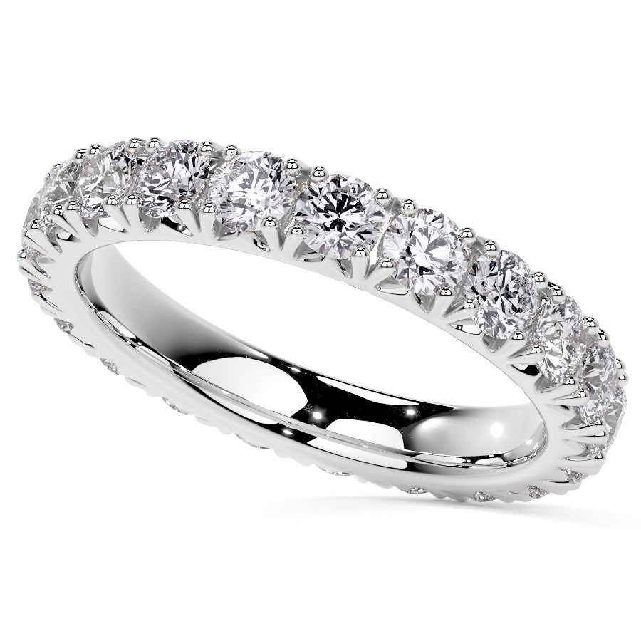 Round Brilliant French V-Split Prong Moissanite Eternity Ring 1.9ct - 2.2ct