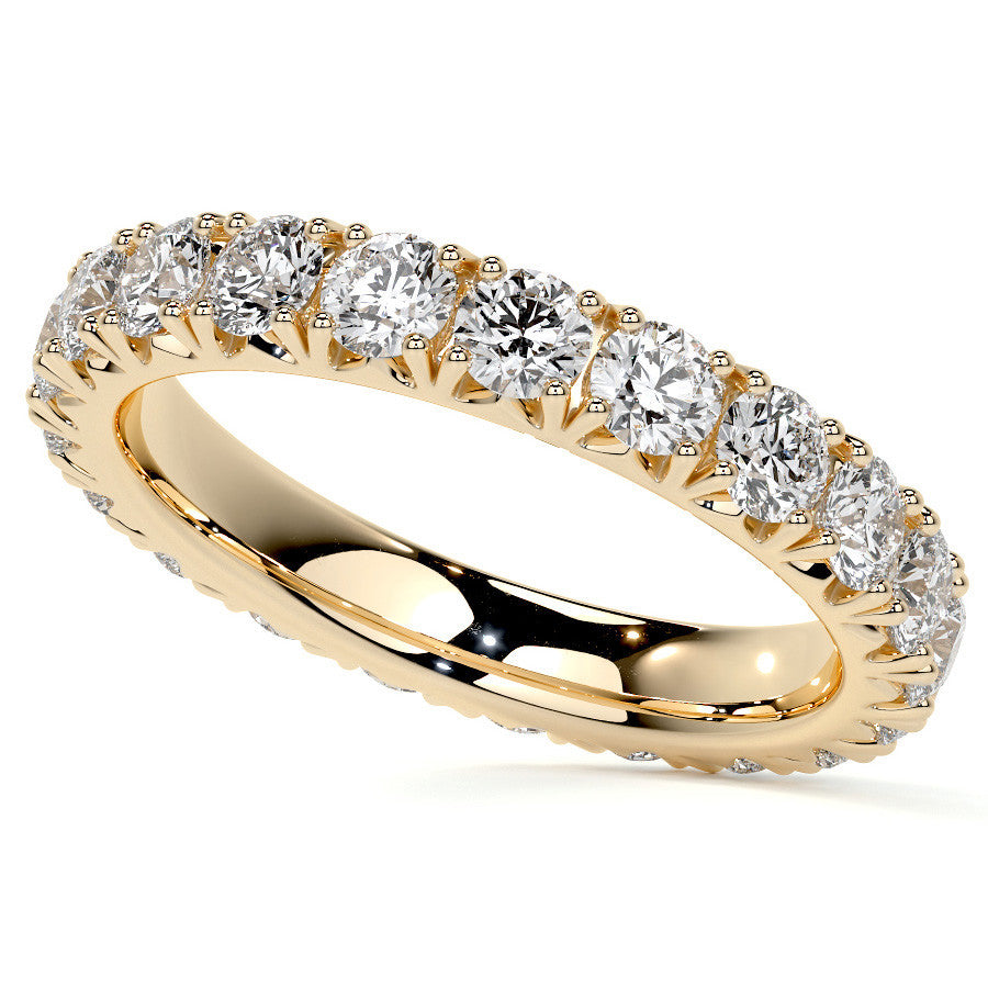 Round Brilliant French V-Split Prong Moissanite Eternity Ring 1.9ct - 2.2ct