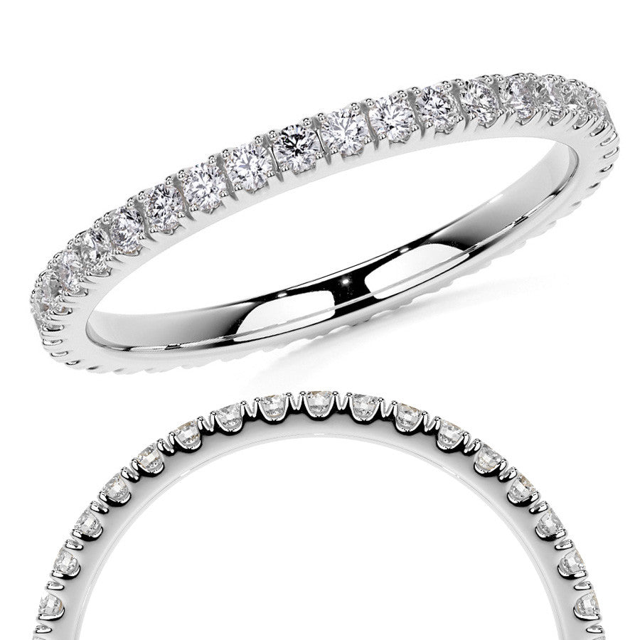 Round Brilliant Split Prong Moissanite Eternity Ring 0.5ct - 0.6ct