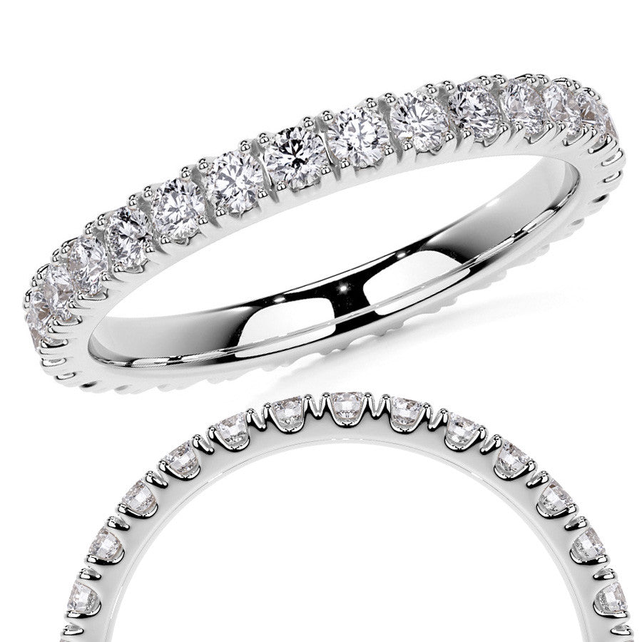 Round Brilliant Split Prong Moissanite Eternity Ring 0.8ct - 0.9ct