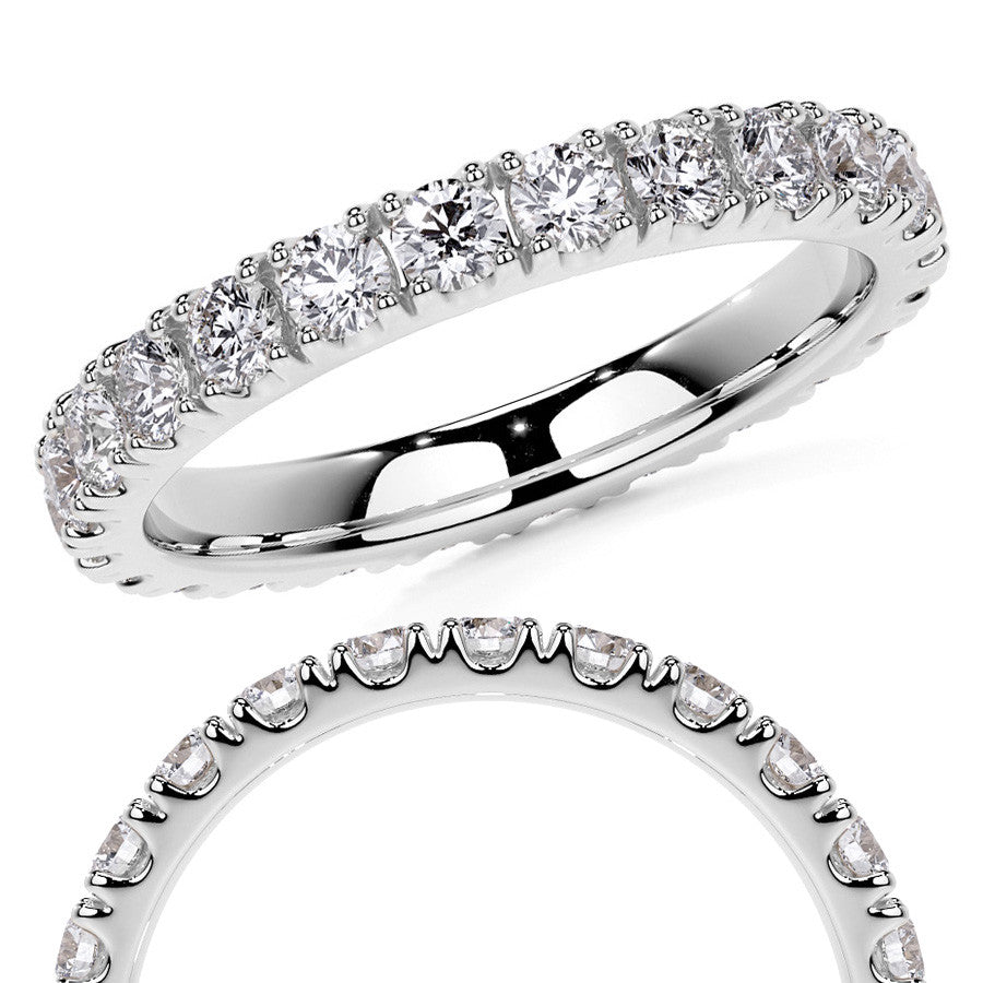 Round Brilliant Split Prong Moissanite Eternity Ring 1.3ct - 1.5ct