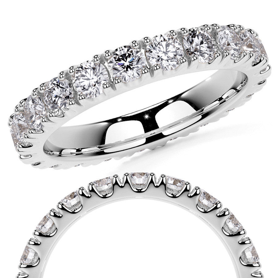 Round Brilliant Split Prong Moissanite Eternity Ring 1.9ct - 2.2ct