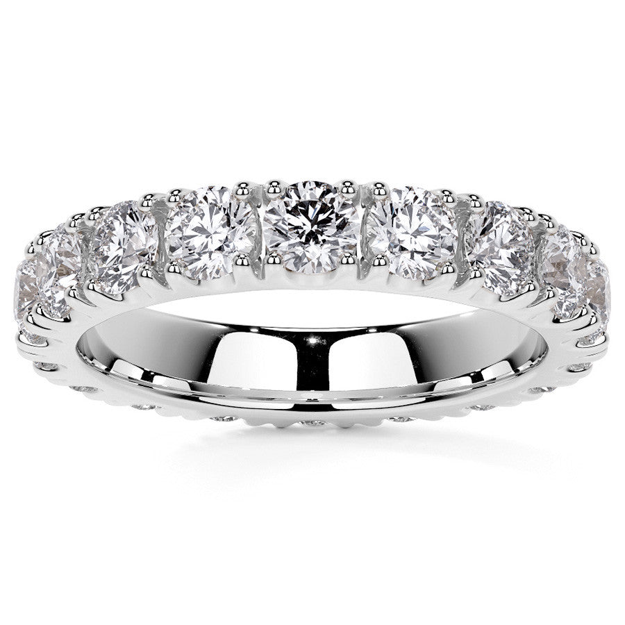 Round Brilliant Split Prong Moissanite Eternity Ring 2.4ct - 2.7ct