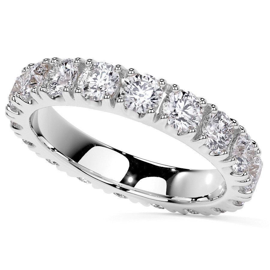 Round Brilliant Split Prong Moissanite Eternity Ring 2.4ct - 2.7ct