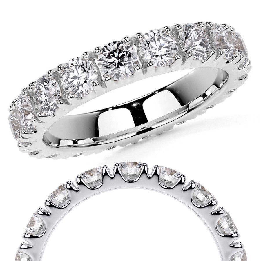 Round Brilliant Split Prong Moissanite Eternity Ring 2.4ct - 2.7ct
