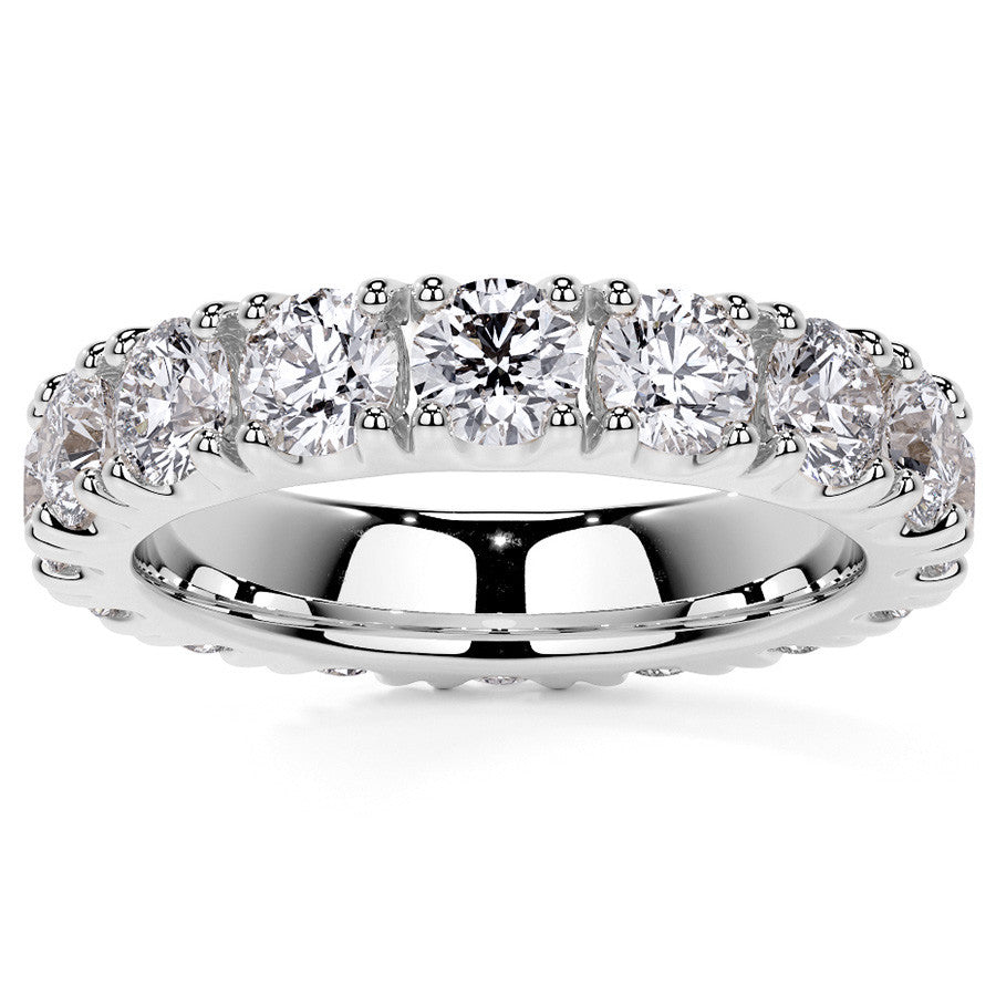 Round Brilliant Split Prong Moissanite Eternity Ring 3.5ct - 4.2ct