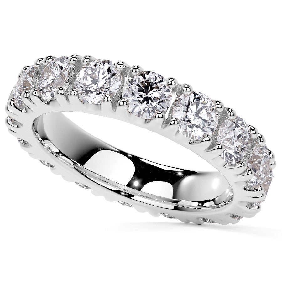 Round Brilliant Split Prong Moissanite Eternity Ring 3.5ct - 4.2ct