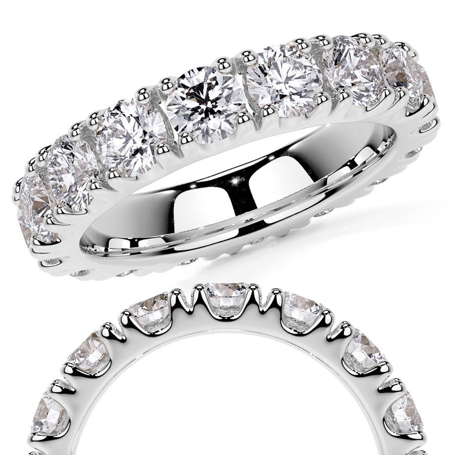 Round Brilliant Split Prong Moissanite Eternity Ring 3.5ct - 4.2ct