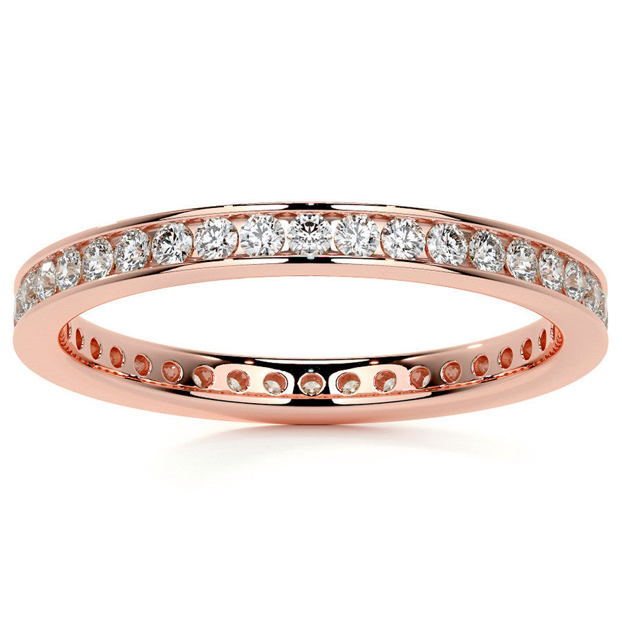 Round Brilliant Channel Setting Moissanite Eternity Ring 0.5ct - 0.6ct