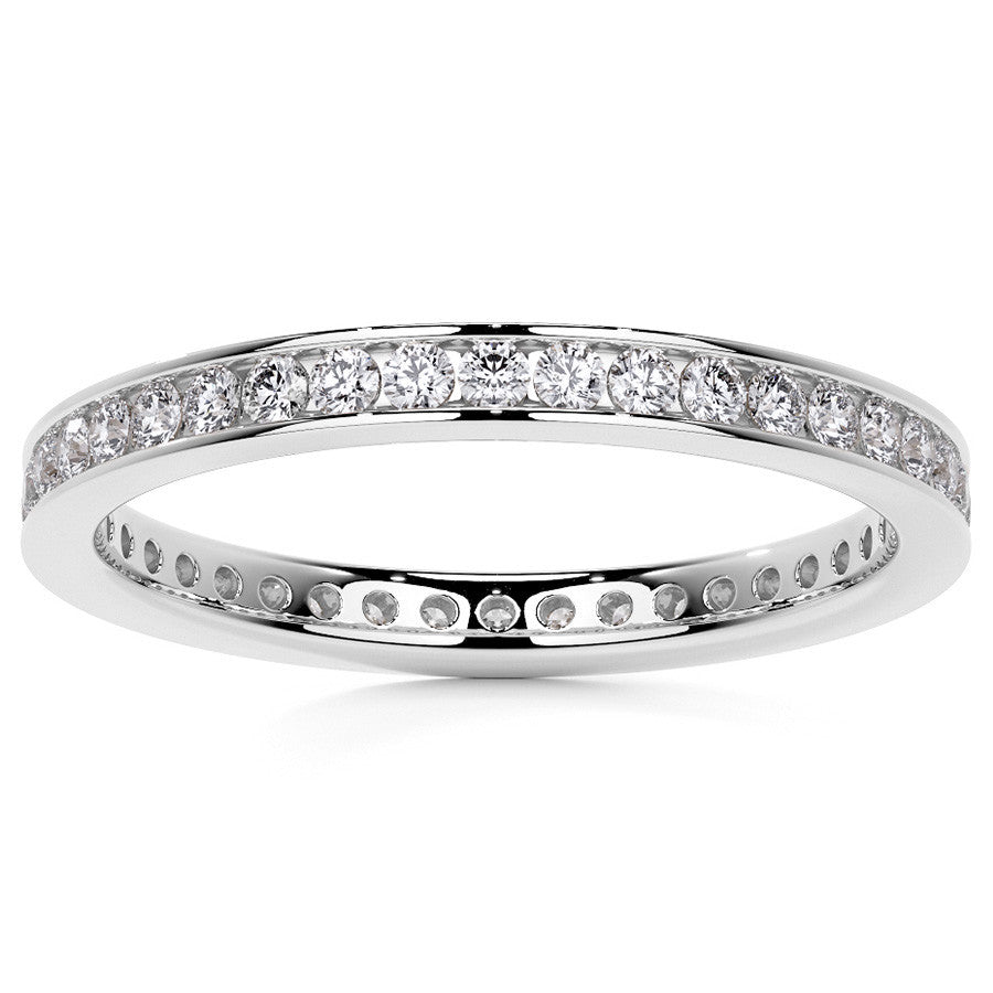 Round Brilliant Channel Setting Moissanite Eternity Ring 0.5ct - 0.6ct