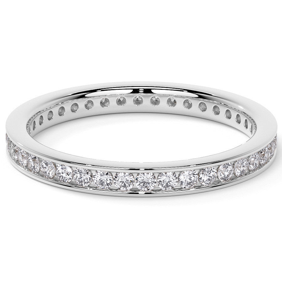 Round Brilliant Channel Setting Moissanite Eternity Ring 0.5ct - 0.6ct