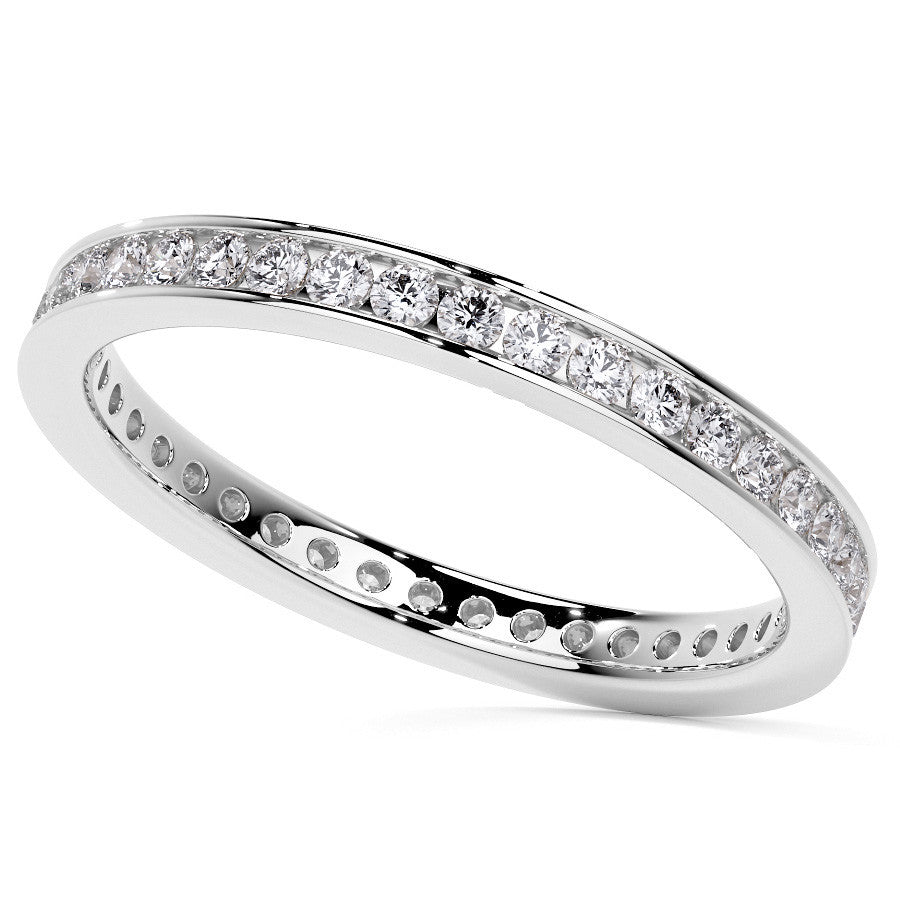 Round Brilliant Channel Setting Moissanite Eternity Ring 0.5ct - 0.6ct