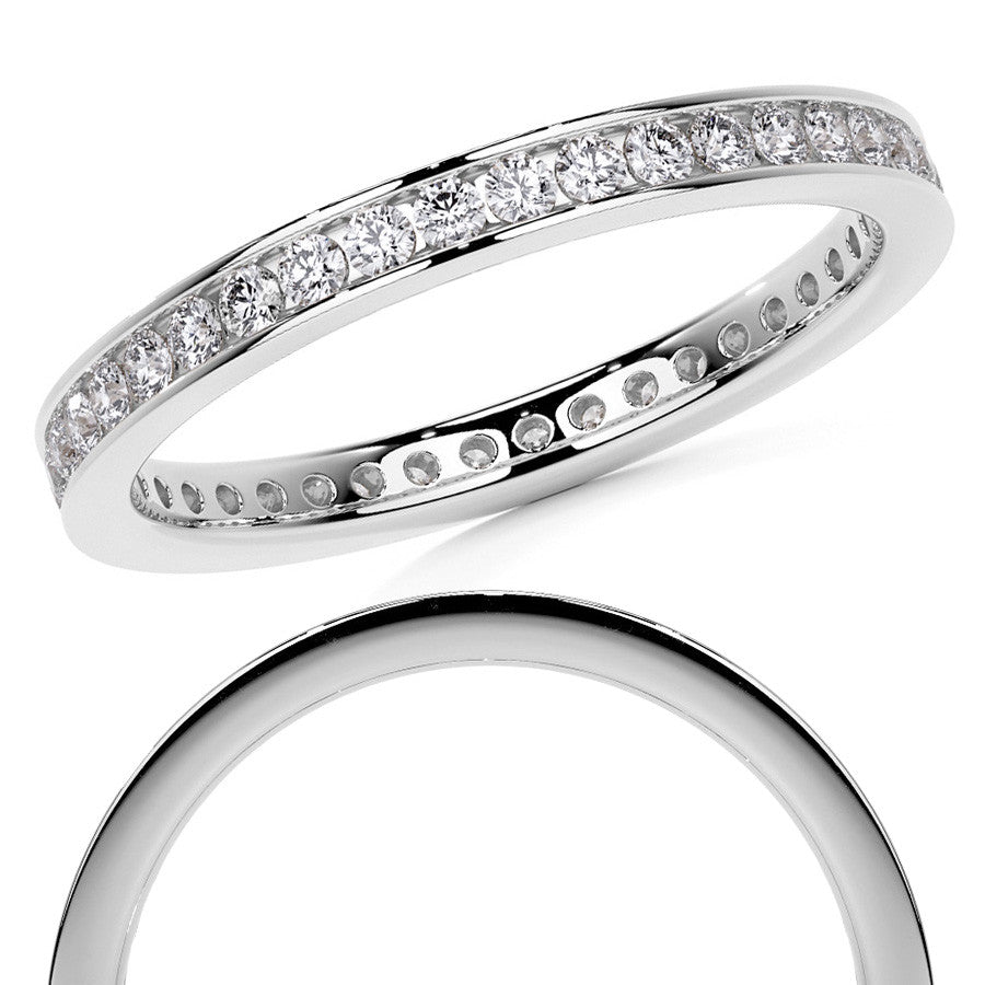 Round Brilliant Channel Setting Moissanite Eternity Ring 0.5ct - 0.6ct