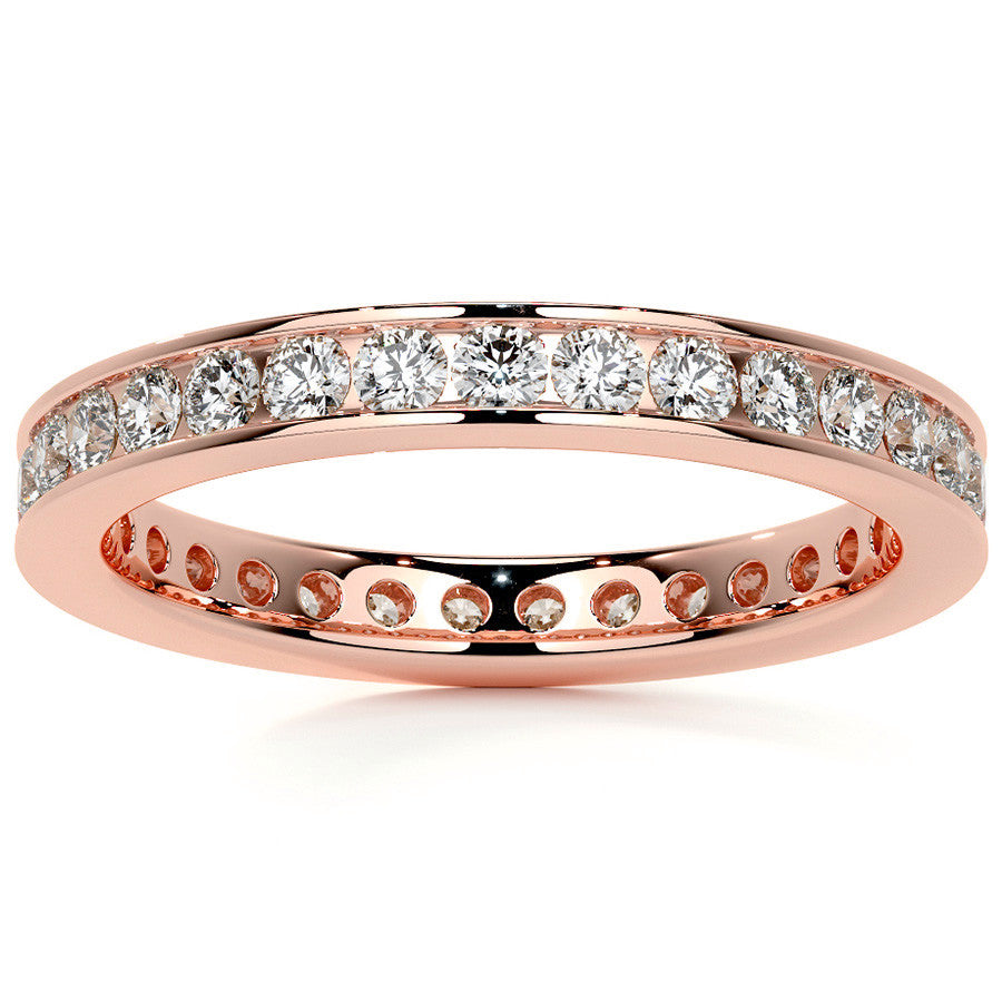 Round Brilliant Channel Setting Moissanite Eternity Ring 0.8ct - 0.9ct