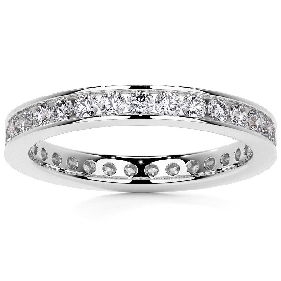 Round Brilliant Channel Setting Moissanite Eternity Ring 0.8ct - 0.9ct