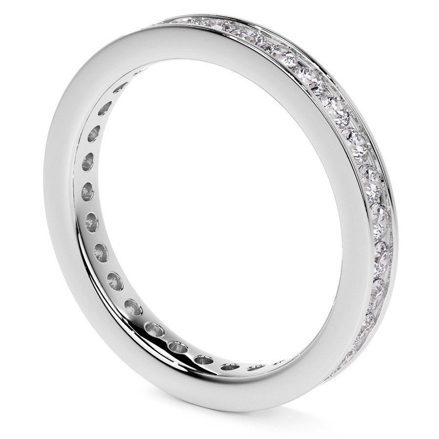 Round Brilliant Channel Setting Moissanite Eternity Ring 0.8ct - 0.9ct