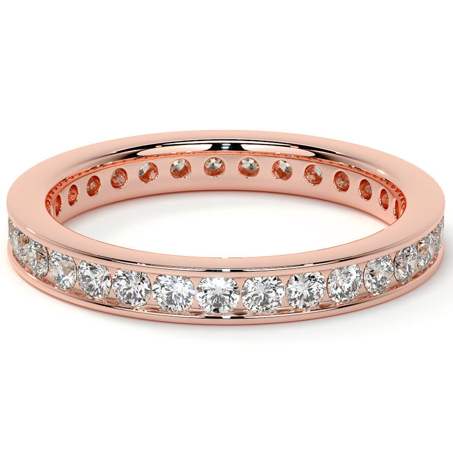 Round Brilliant Channel Setting Moissanite Eternity Ring 0.8ct - 0.9ct
