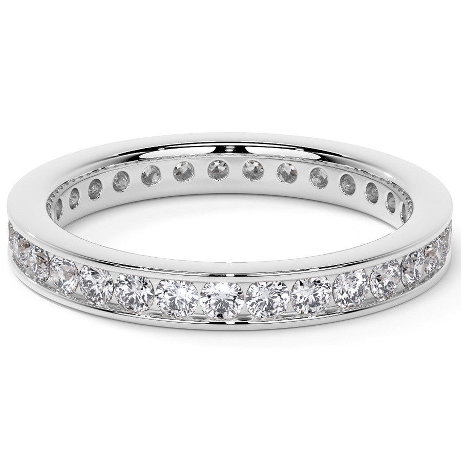Round Brilliant Channel Setting Moissanite Eternity Ring 0.8ct - 0.9ct