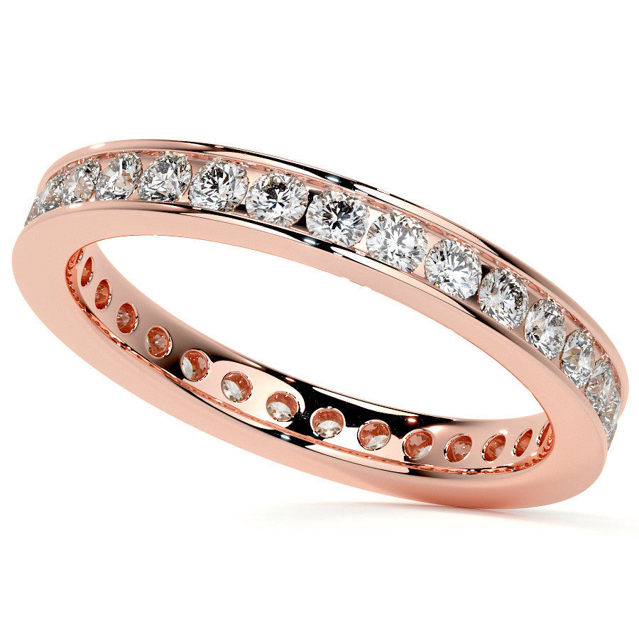 Round Brilliant Channel Setting Moissanite Eternity Ring 0.8ct - 0.9ct