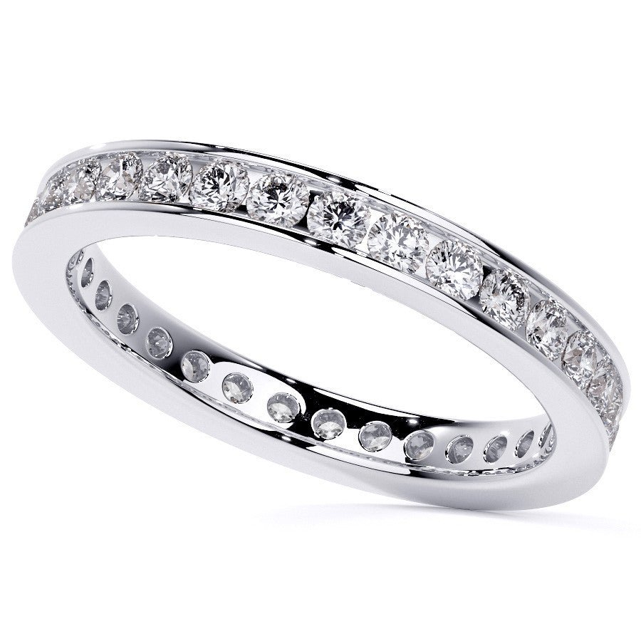 Round Brilliant Channel Setting Moissanite Eternity Ring 0.8ct - 0.9ct