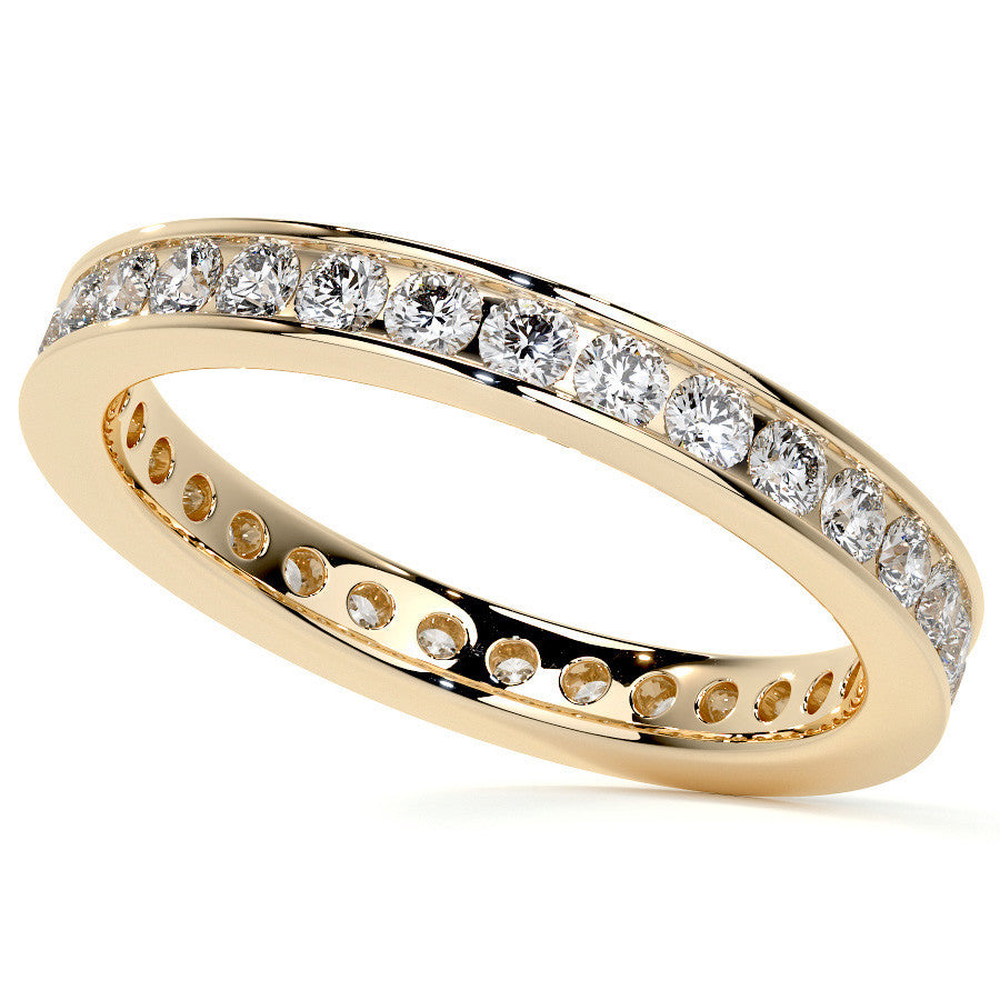 Round Brilliant Channel Setting Moissanite Eternity Ring 0.8ct - 0.9ct