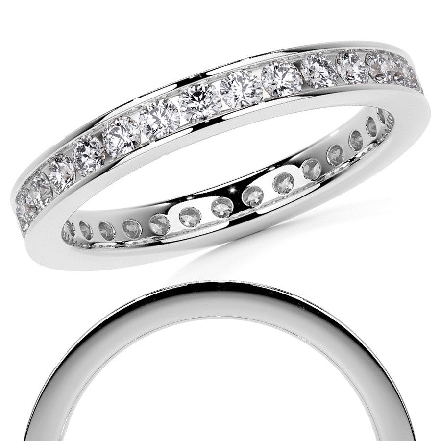 Round Brilliant Channel Setting Moissanite Eternity Ring 0.8ct - 0.9ct