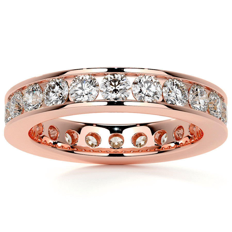 Round Brilliant Channel Setting Moissanite Eternity Ring 1.8ct - 2.1ct