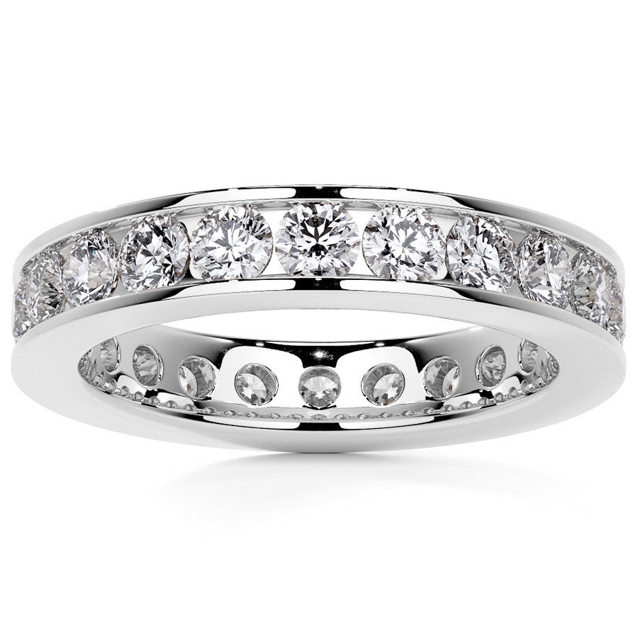 Round Brilliant Channel Setting Moissanite Eternity Ring 1.8ct - 2.1ct