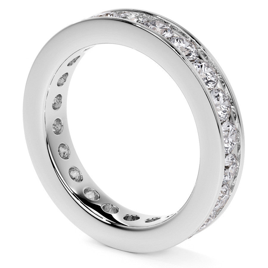 Round Brilliant Channel Setting Moissanite Eternity Ring 1.8ct - 2.1ct