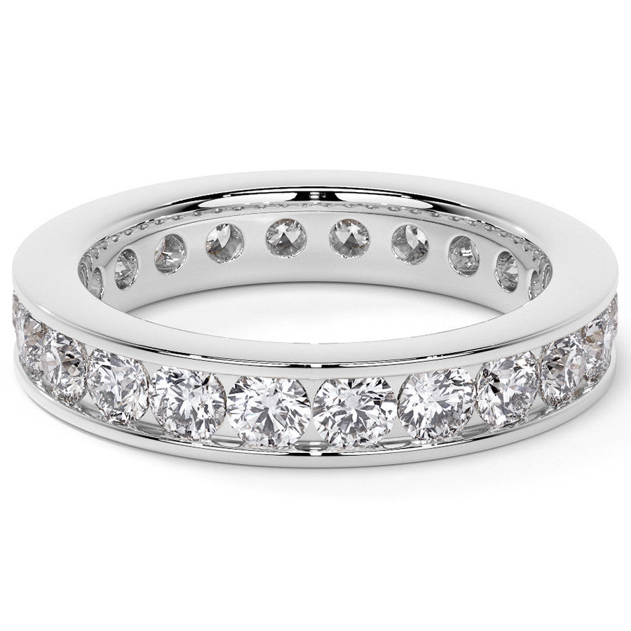 Round Brilliant Channel Setting Moissanite Eternity Ring 1.8ct - 2.1ct