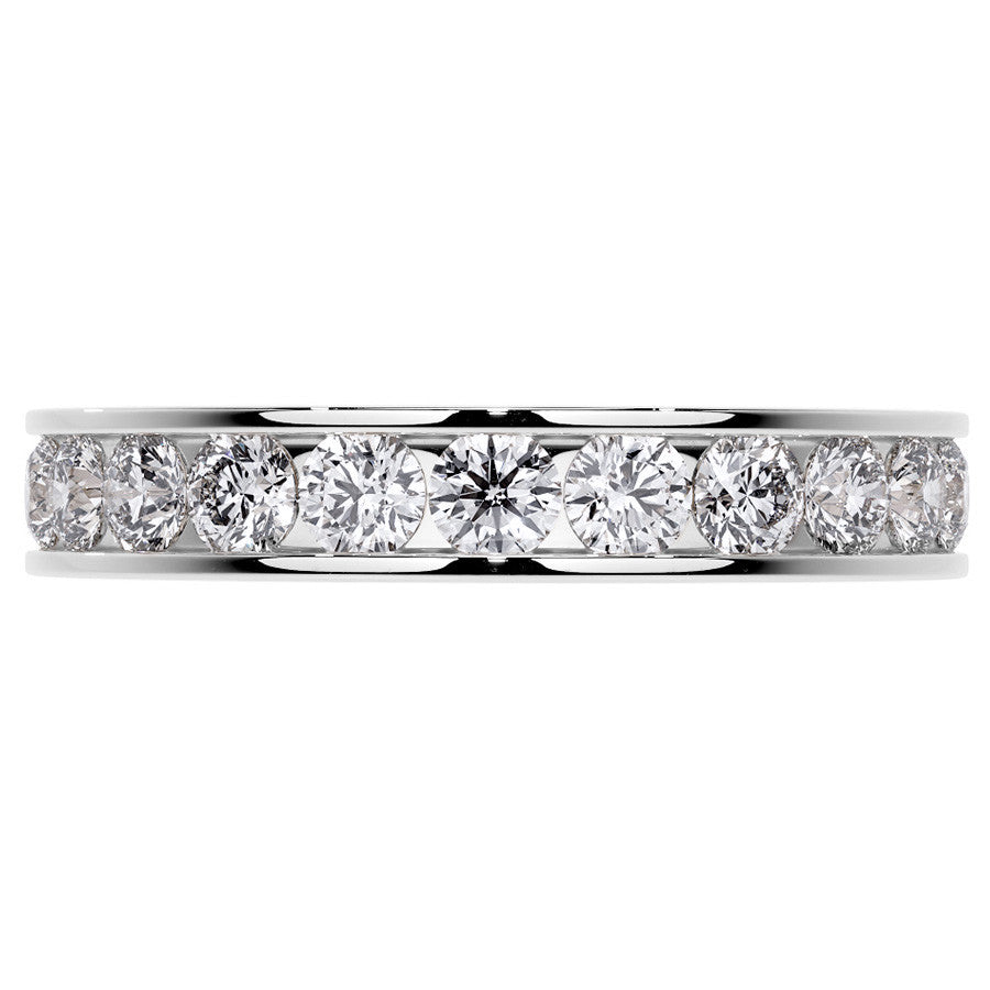 Round Brilliant Channel Setting Moissanite Eternity Ring 1.8ct - 2.1ct
