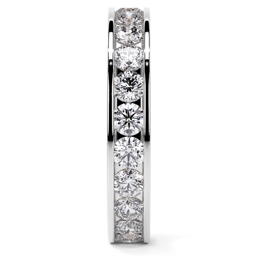 Round Brilliant Channel Setting Moissanite Eternity Ring 1.8ct - 2.1ct