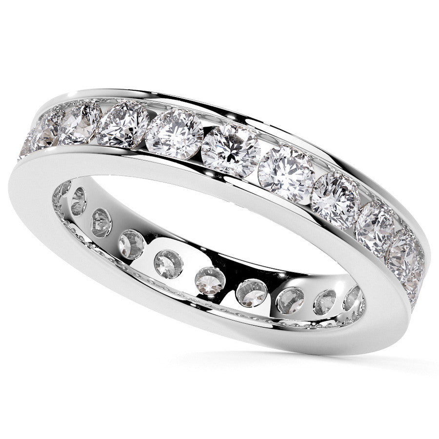 Round Brilliant Channel Setting Moissanite Eternity Ring 1.8ct - 2.1ct