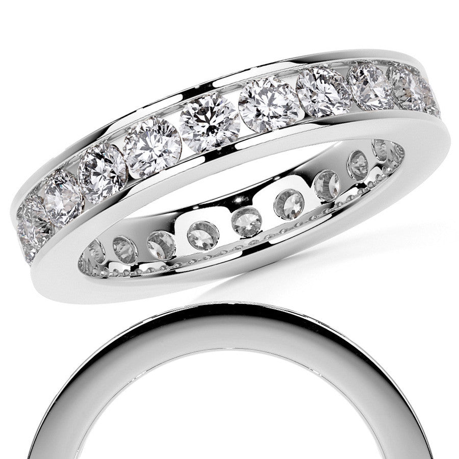 Round Brilliant Channel Setting Moissanite Eternity Ring 1.8ct - 2.1ct