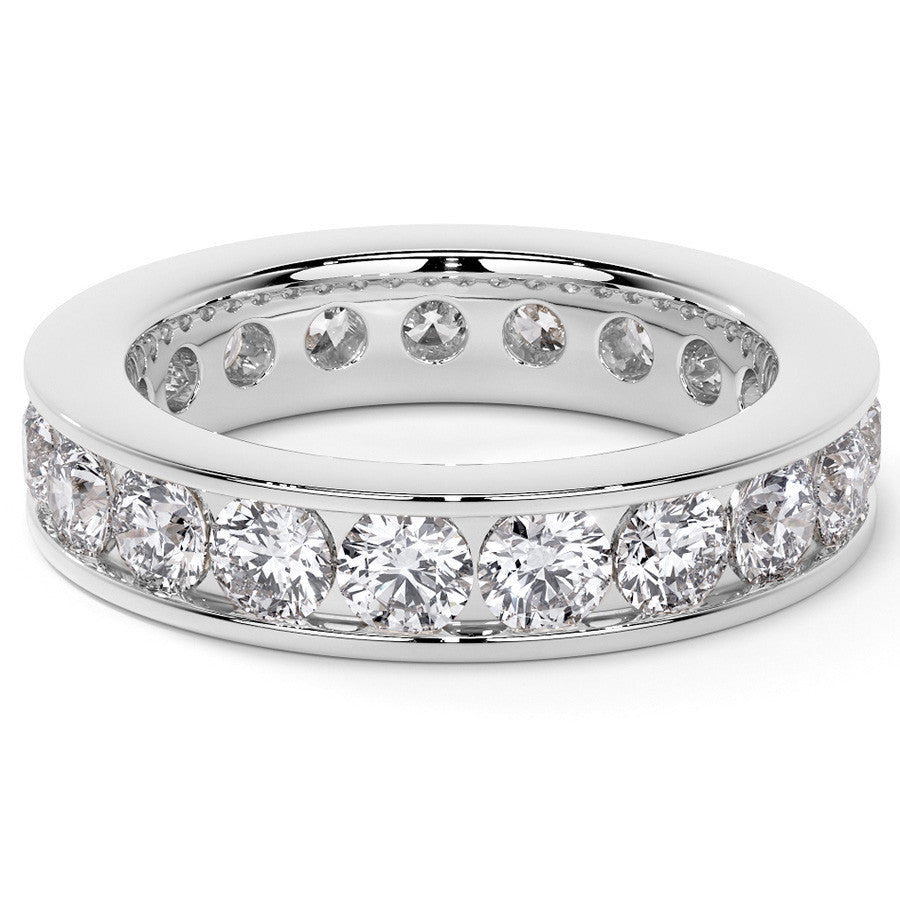 Round Brilliant Channel Setting Moissanite Eternity Ring 2.2ct - 2.5ct