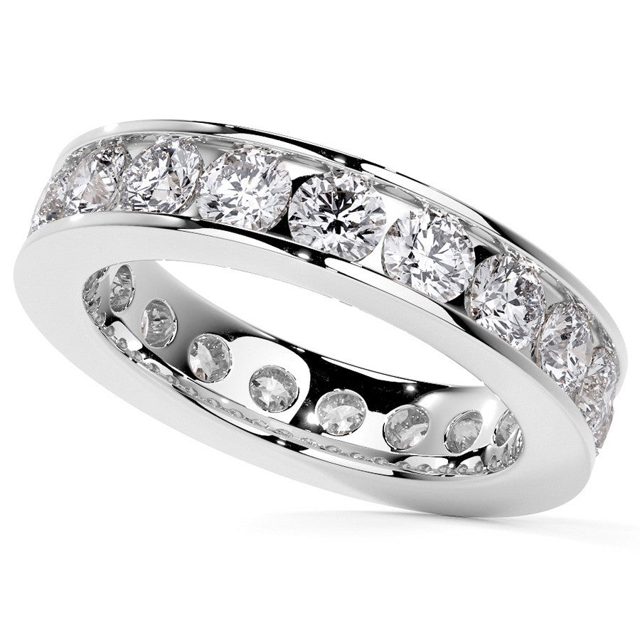 Round Brilliant Channel Setting Moissanite Eternity Ring 2.2ct - 2.5ct