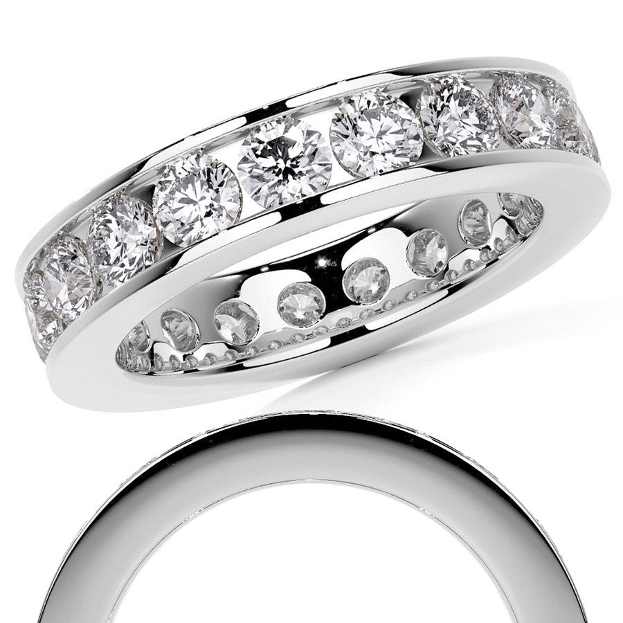 Round Brilliant Channel Setting Moissanite Eternity Ring 2.2ct - 2.5ct
