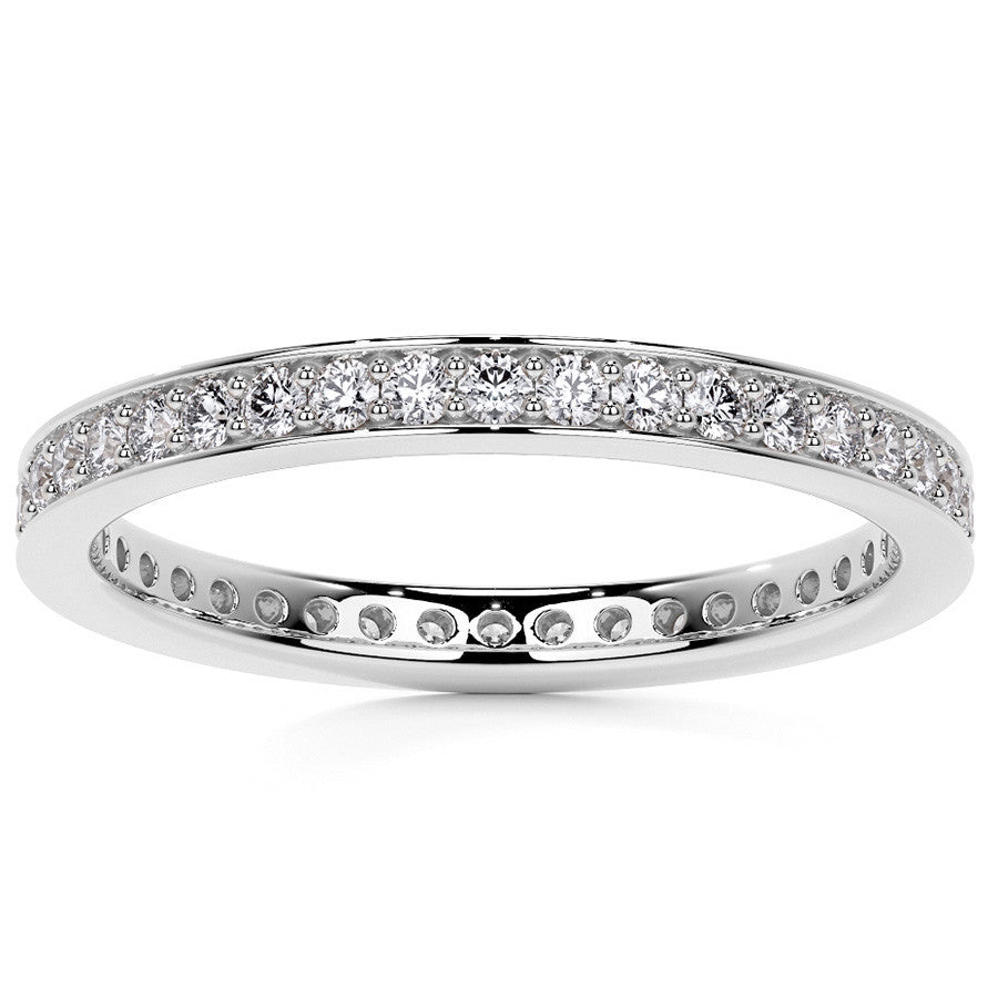 Round Brilliant Channel Bead Setting Moissanite Eternity Ring 0.5ct - 0.6ct