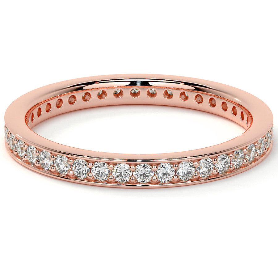 Round Brilliant Channel Bead Setting Moissanite Eternity Ring 0.5ct - 0.6ct