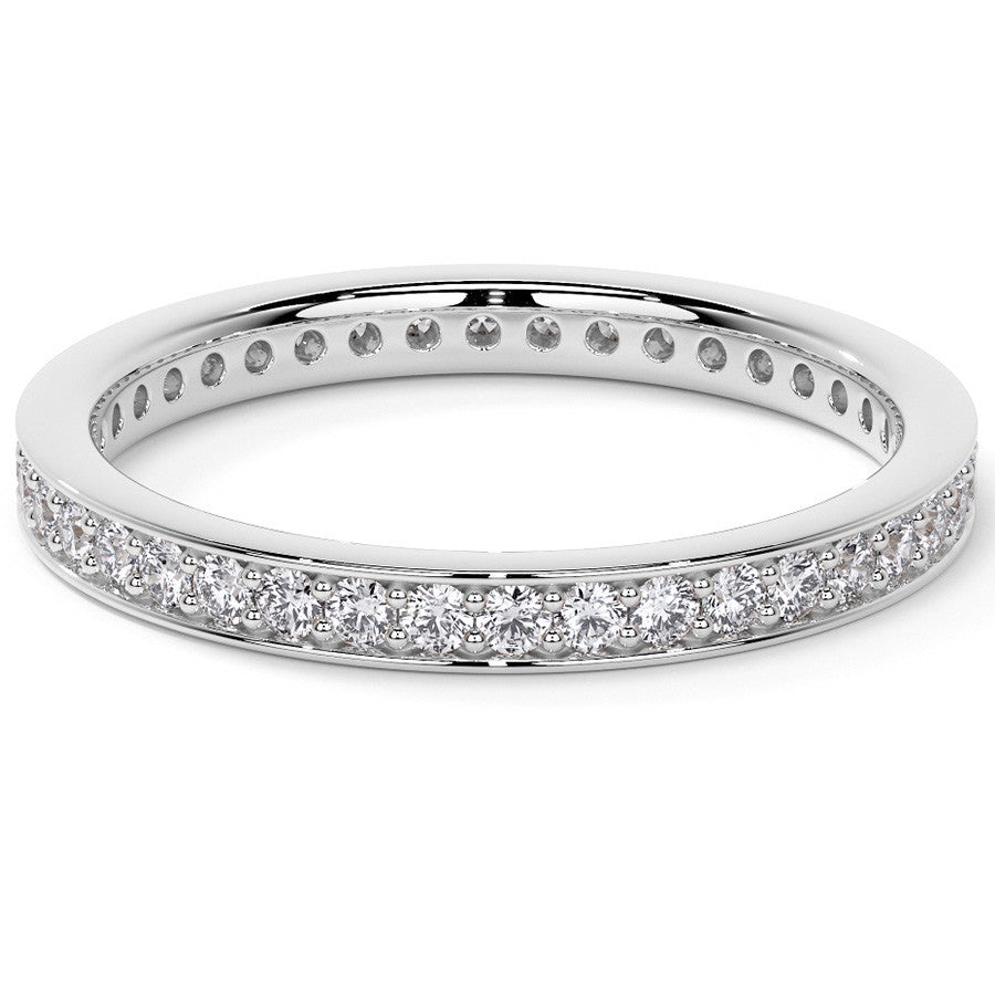 Round Brilliant Channel Bead Setting Moissanite Eternity Ring 0.5ct - 0.6ct